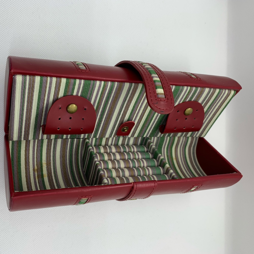 Tube Style Red Jewellery Roll Travel Case
